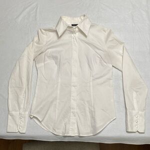 White button down collard fitted dress shirt size small well loved